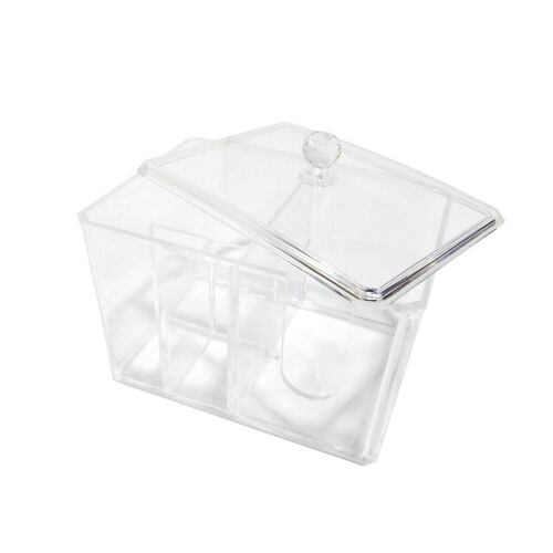 Caja de acrílico con tapa 4 divisiones 