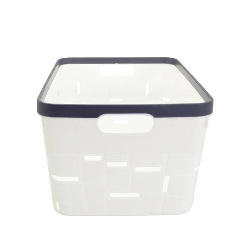 Canasta de plástico grande con asas rectangular 36 x 22 x 27 cm 