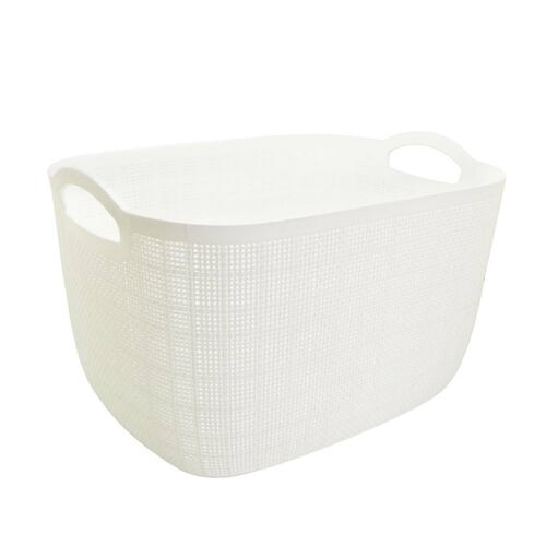 Canasta de plástico grande con asas ovalada 38 x 23.5 x 27 cm 