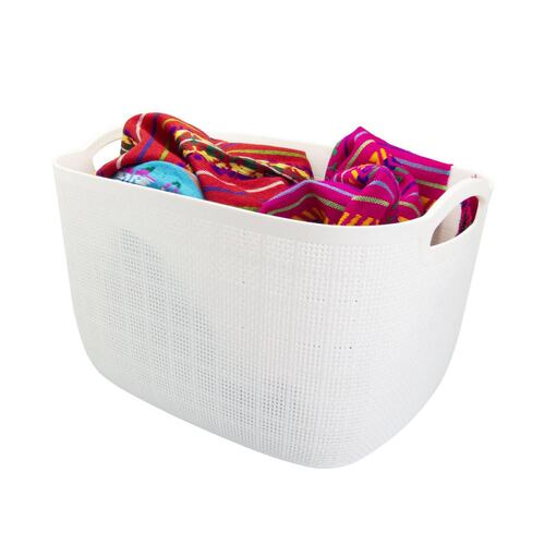 Canasta de plástico grande con asas ovalada 38 x 23.5 x 27 cm 