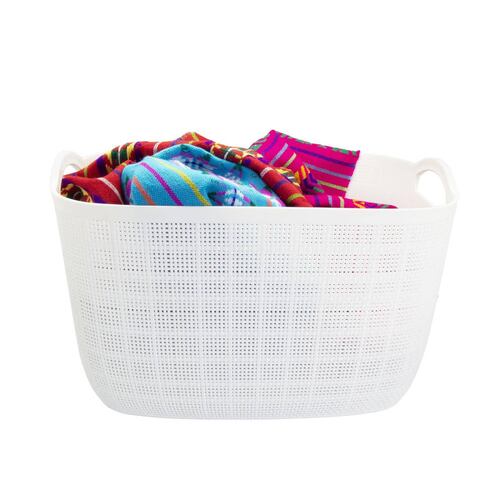 Canasta de plástico grande con asas ovalada 38 x 23.5 x 27 cm 
