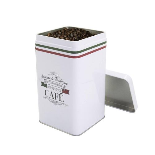 Recipiente de lata con tapa rectangular "CAFÉ" 1 L 
