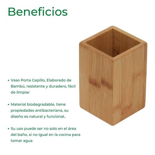 Vaso/Porta Cepillo De Dientes De Bambú 