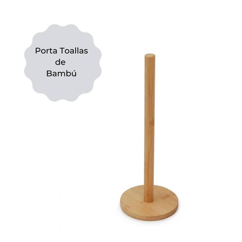 Porta Rollo Papel Dispensador Servitoallas Soporte Bambú 
