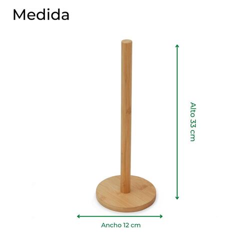Porta Rollo Papel Dispensador Servitoallas Soporte Bambú 
