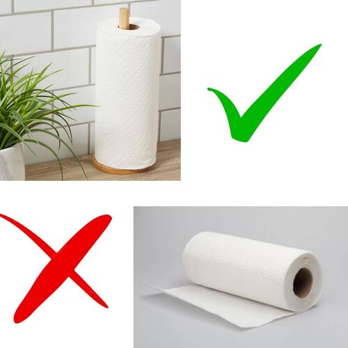 Porta Rollo Papel Dispensador Servitoallas Soporte Bambú 