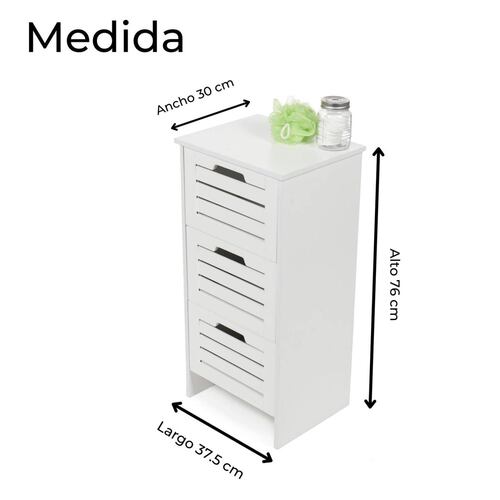 Cajonera, Cómoda Organizadora Color Blanco De Madera 