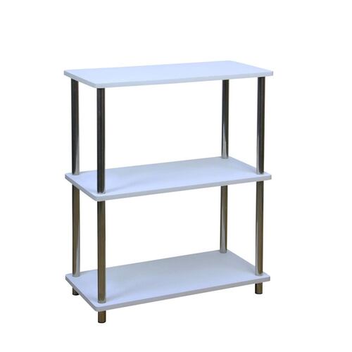 Anaquel Estante Multiusos Madera Con Acero Inoxidable Blanco 