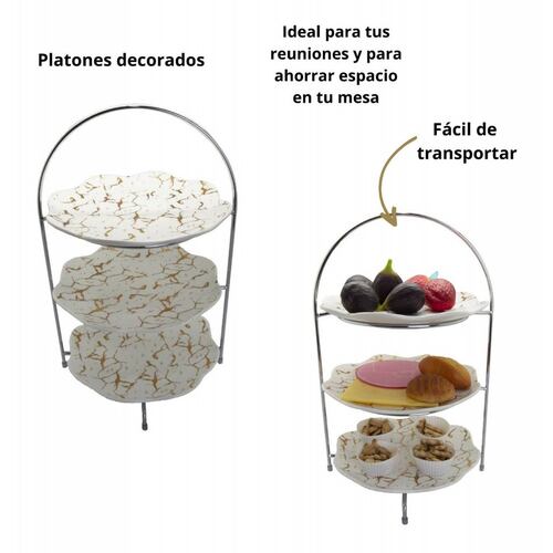 Base Para Cupcakes 3 Niveles Con Platones De Cerámica