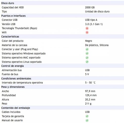 Disco Duro Externo ADATA HD720, 2TB, USB 3.0, 2.5", 5000 Mbit/s, Negro