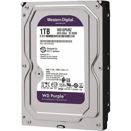 DISCO DURO INTERNO WD 1TB 3.5" WD10PURZ 64MB SATA3 5400RPM PURPLE