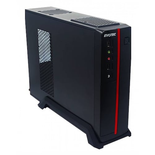 Gabinete Slim Evotec EV-1O11, fuente 600W, MINI-ATX, Negro Rojo