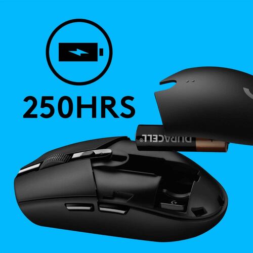 Mouse Inalambrico Logitech G305, Lightspeed Sensor HERO (High-Efficiency Rated Optical) 200-12000Dpi, 400Ips, Microprocesador Arm 32Bits, Color Negro