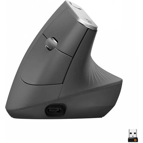 Mouse Logitech MX Vertical, Recargable, Bluetooth, Reduce la tensión Muscular, 4 botones personalizables, Logitech Options