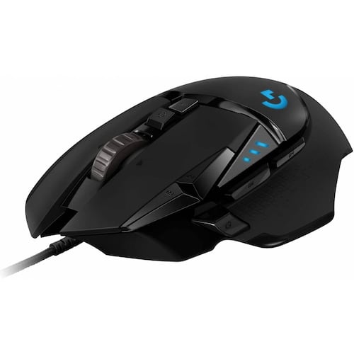 Mouse Logitech Gaming G502 Hero RGB, 100-16.000 dpi, Cinco pesas de 3.6 gramos, Velocidad de respuesta 1 ms, sensor Hero, 11 botones programables