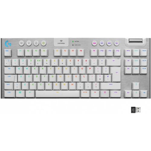 Teclado Mecanico Gamer Logitech G915 TKL, Inalambrico, Bluetooth, RGB, sin Teclado Numerico, Blanco, (920-009660)097855157737