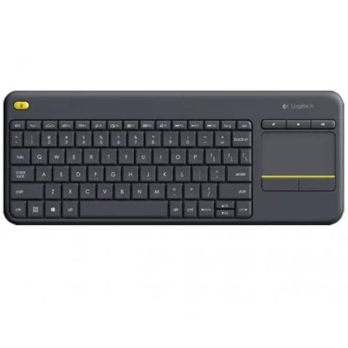 Teclado Inalámbrico Logitech K400 Plus, Touchpad integrado, 10 metros de alcance, teclas multimedia, Negro, Español, RF Unify