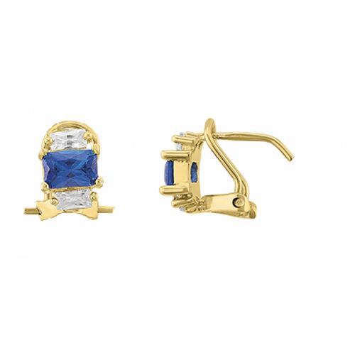 Arete Baguette Azul 10K - 3601