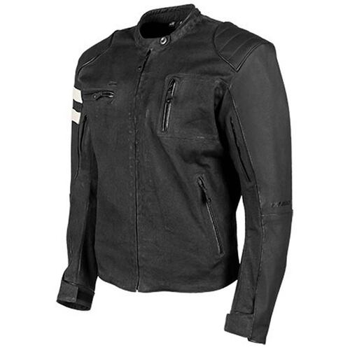 Chamarra Joe Rocket Moto Rocket 67 Híbrida Algodón / Piel - Negro 