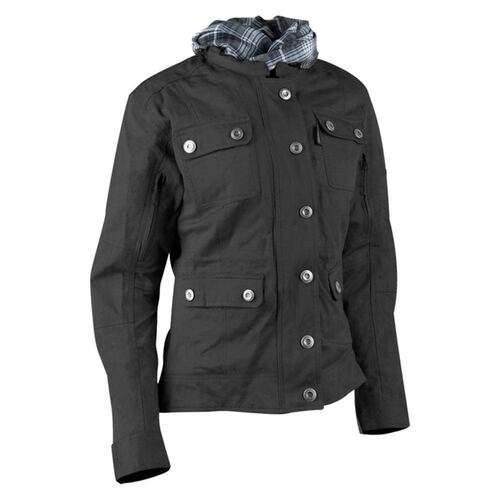 Chamarra Moto Joe Rocket Luna Waxed Canvas Negra para Mujer 