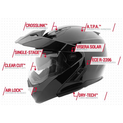 Casco Abatible Joe Rocket RKT 500 Series Negro Brillante 