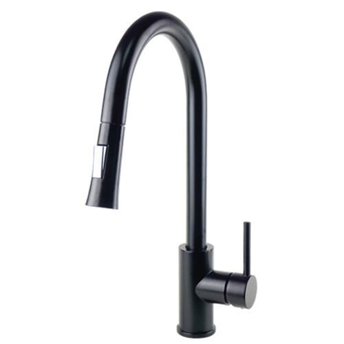 Llave Monomando Fregadero O Tarja Cocina Retractil  Rubinett Laton Solido Negro Mate Pre Lavado
