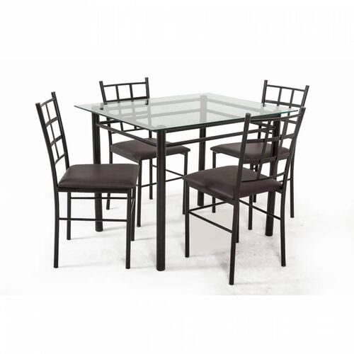 Comedor Titanio 4 Sillas de Tubular y Cubierta de Cristal templado.