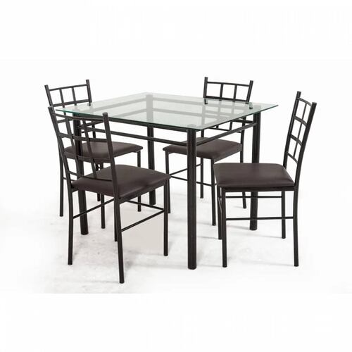 Comedor Titanio 4 Sillas de Tubular y Cubierta de Cristal templado.