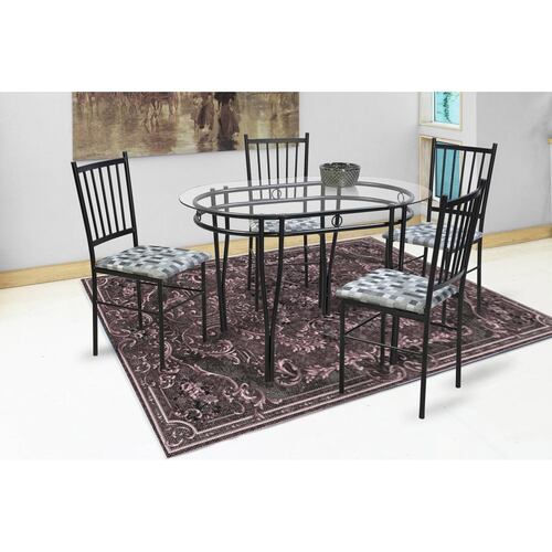 Comedor Oval 4 Sillas Tubular y Cristal Templado.
