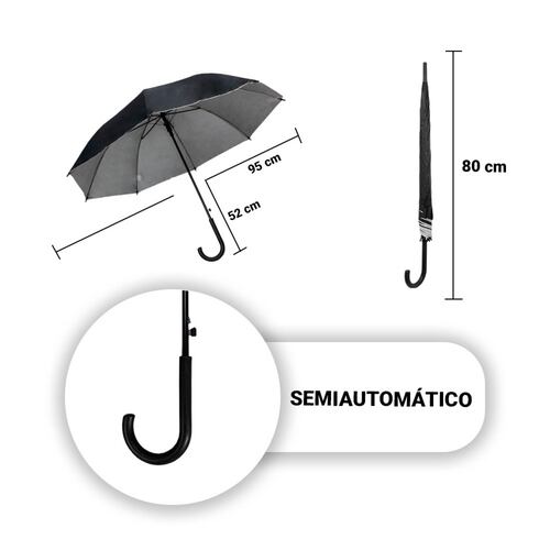 Paraguas Sombrilla Semiautomático De Bolsillo Negro Filtro