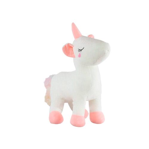 Unicornio Gigante De Peluche Blanco Con Tonos Rosas Y Flores