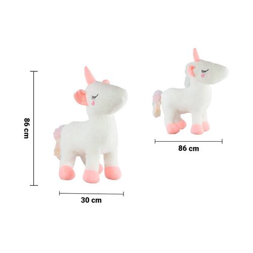 Unicornio Gigante De Peluche Blanco Con Tonos Rosas Y Flores