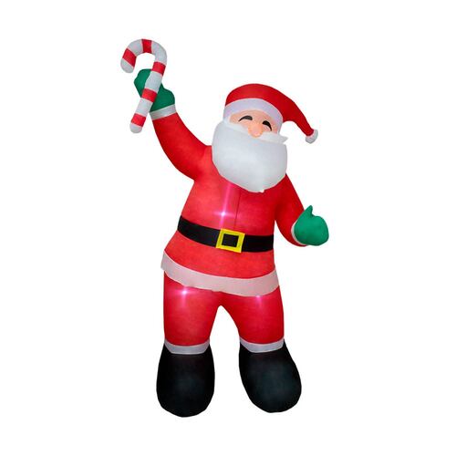 Inflable Navideño Santa Claus C/ Baston Luz Led 2.40 Mts