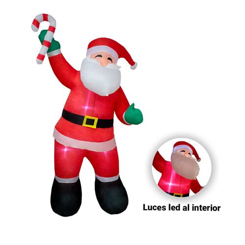 Inflable Navideño Santa Claus C/ Baston Luz Led 2.40 Mts