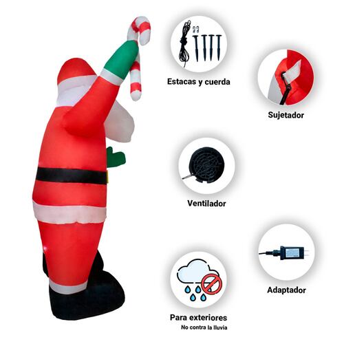 Inflable Navideño Santa Claus C/ Baston Luz Led 2.40 Mts