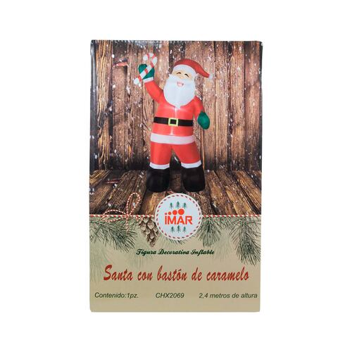 Inflable Navideño Santa Claus C/ Baston Luz Led 2.40 Mts