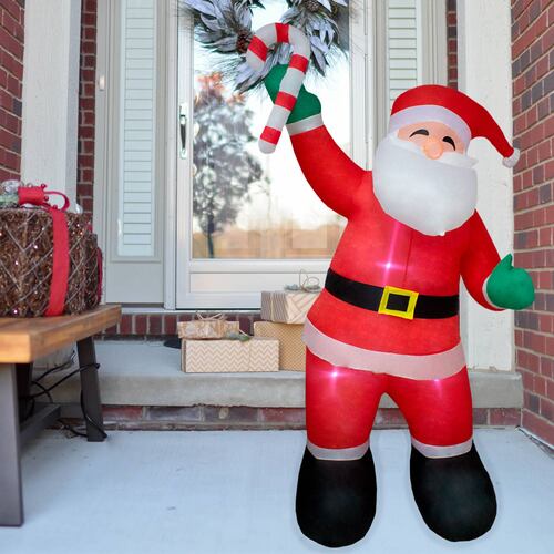 Inflable Navideño Santa Claus C/ Baston Luz Led 2.40 Mts