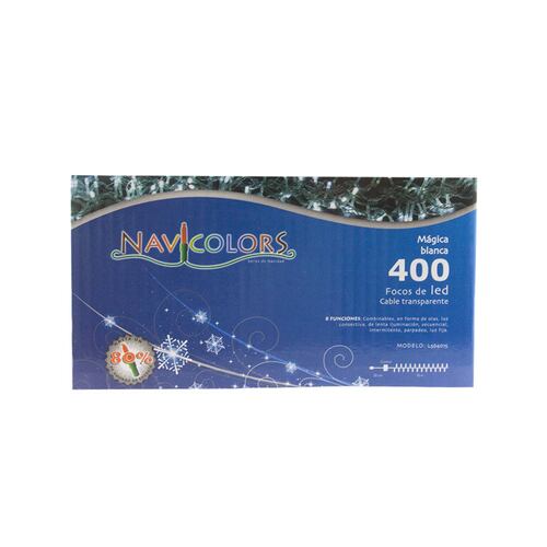 Serie De Luces Navideña 400 Led Luz Blanca 8 Funciones 18 Mt