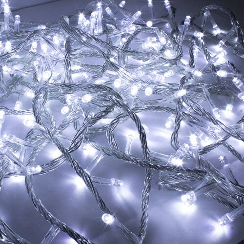 Serie De Luces Navideña 400 Led Luz Blanca 8 Funciones 18 Mt