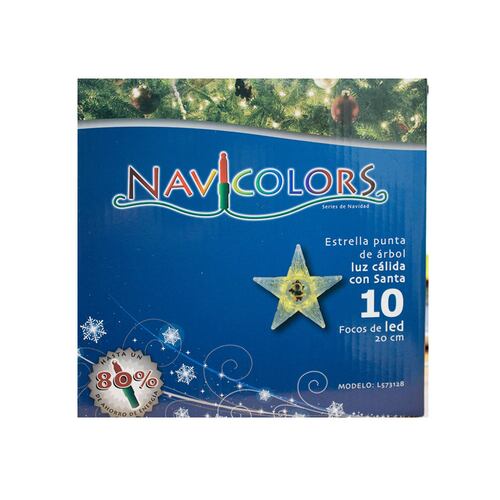 Estrella Fugaz Punta De Arbol Navideño Luzled Plástico 20cm