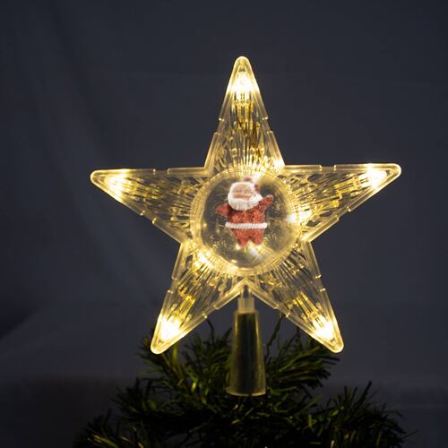 Estrella Fugaz Punta De Arbol Navideño Luzled Plástico 20cm