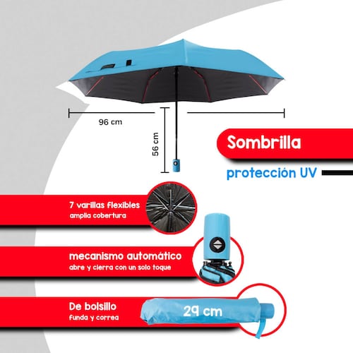 Paraguas Sombrilla De Bolsillo Liso Automático Importadora La Merced.