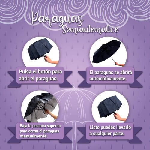 Paraguas Sombrilla De Bastón Semiautomático Estampado Tela Repelente Resistente.