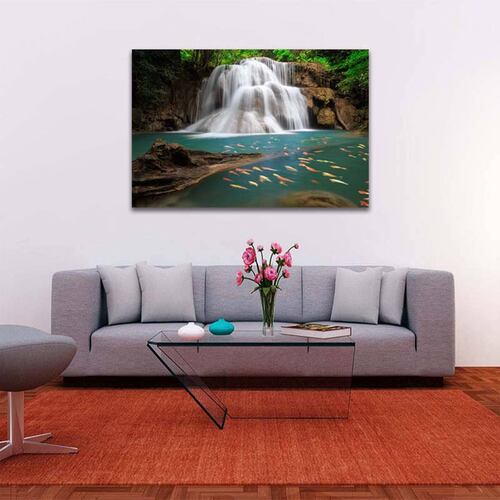 Cuadro Decorativo Canvas Paisaje Peces en la  Cascadas