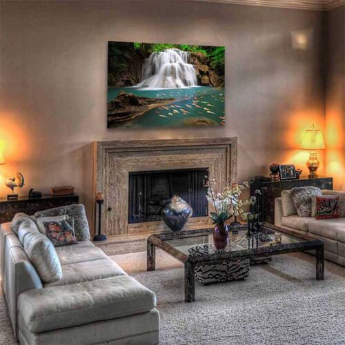 Cuadro Decorativo Canvas Paisaje Peces en la  Cascadas