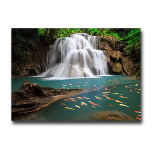 Cuadro Decorativo Canvas Paisaje Peces en la  Cascadas