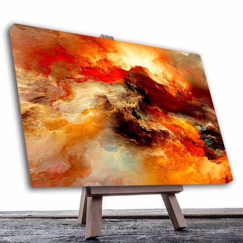 Cuadro Decorativo Canvas Paisaje Abstracto de colores cálidos de 135 X 90 cm.