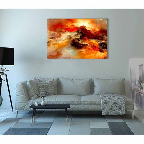Cuadro Decorativo Canvas Paisaje Abstracto de colores cálidos de 135 X 90 cm.