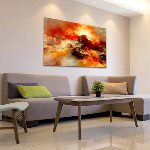 Cuadro Decorativo Canvas Paisaje Abstracto de colores cálidos de 135 X 90 cm.