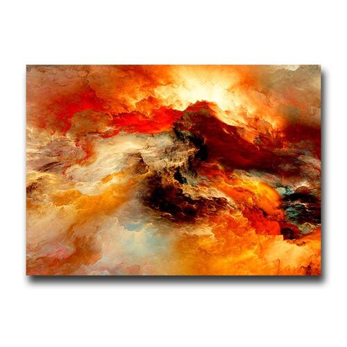 Cuadro Decorativo Canvas Paisaje Abstracto de colores cálidos de 135 X 90 cm.
